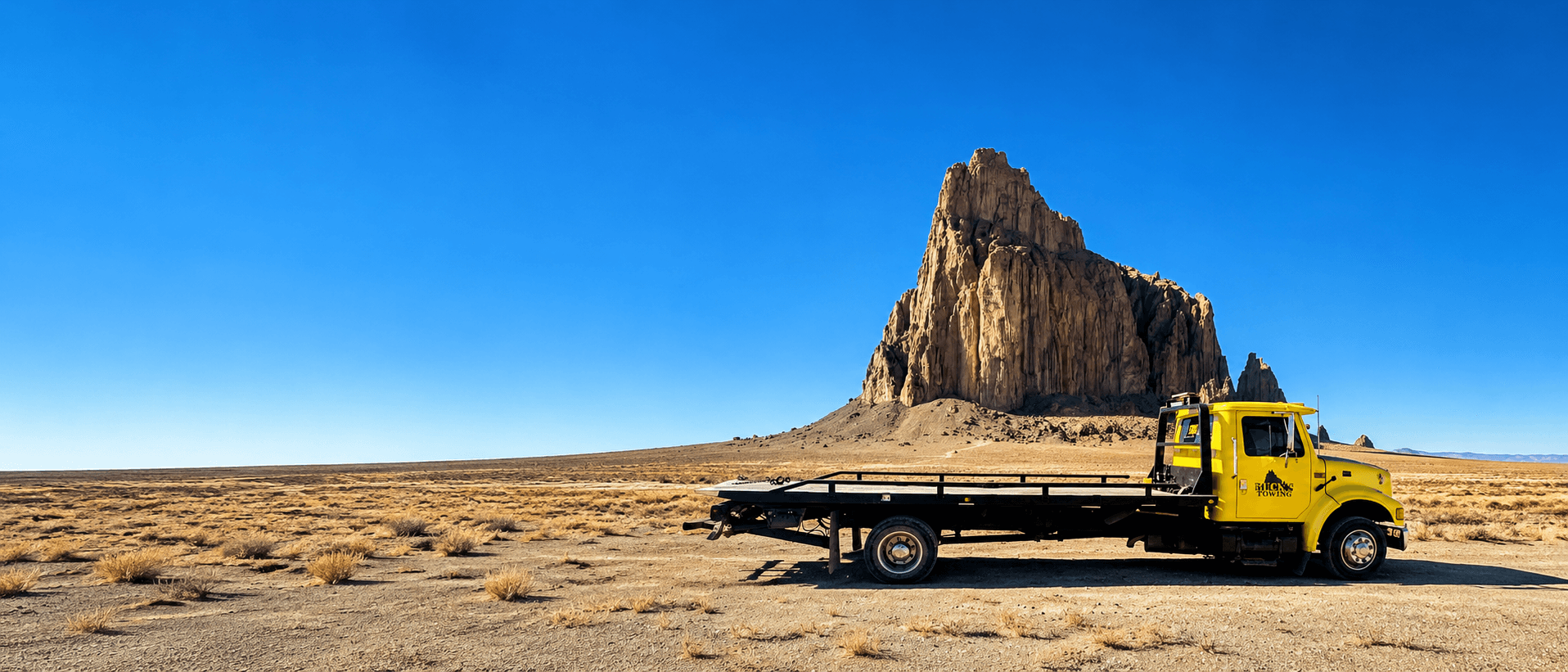 Buck's Towing flatbed truck near Shiprock New Mexico