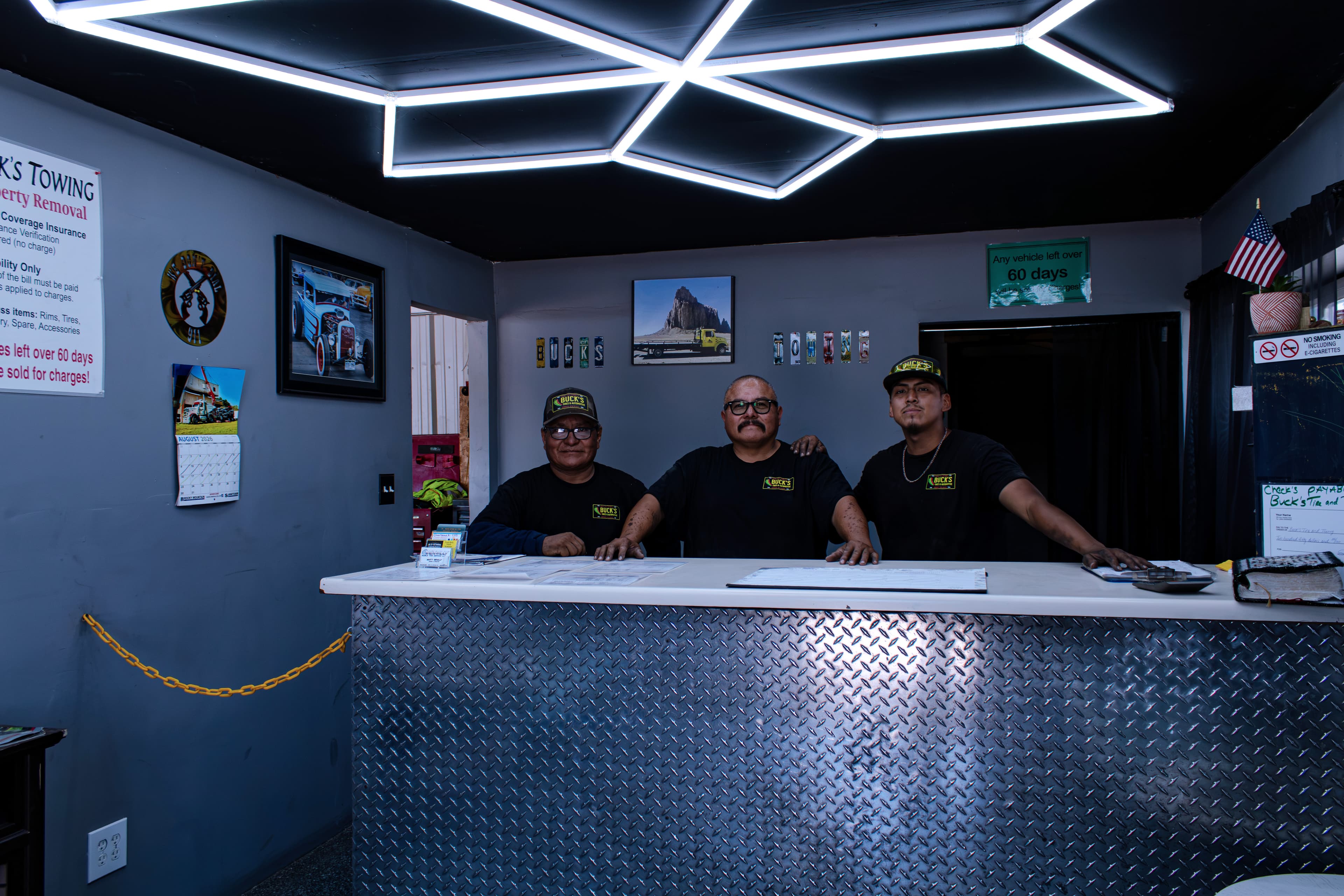 Buck's Towing local team at the front counter in Shiprock New Mexico